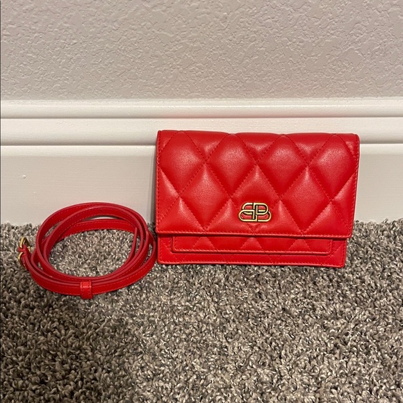 Balenciaga Handbags - Balenciaga Red Leather XS Quilted Sharp Belt Bag